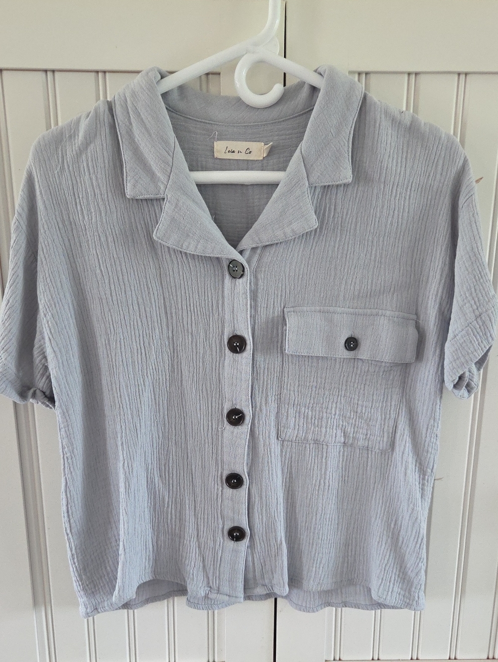 Leia n Co Button Down Cotton Womens Shirt S